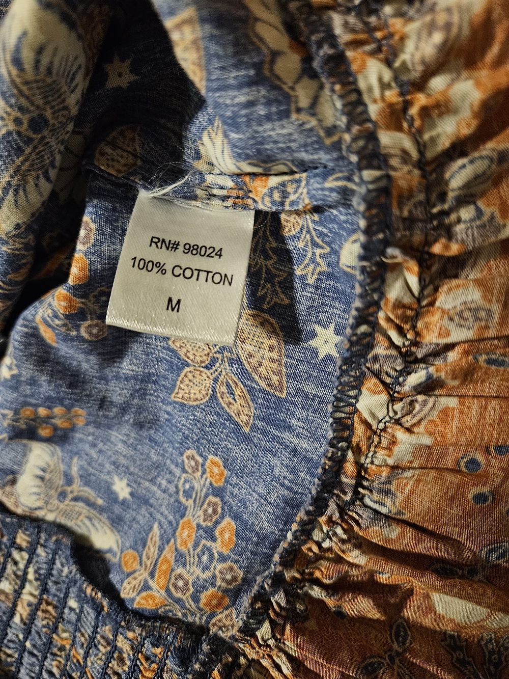 Boho Floral Ruffle Women’s Top - Blue & Orange-Size Medium-NWOT - Picture 12 of 12